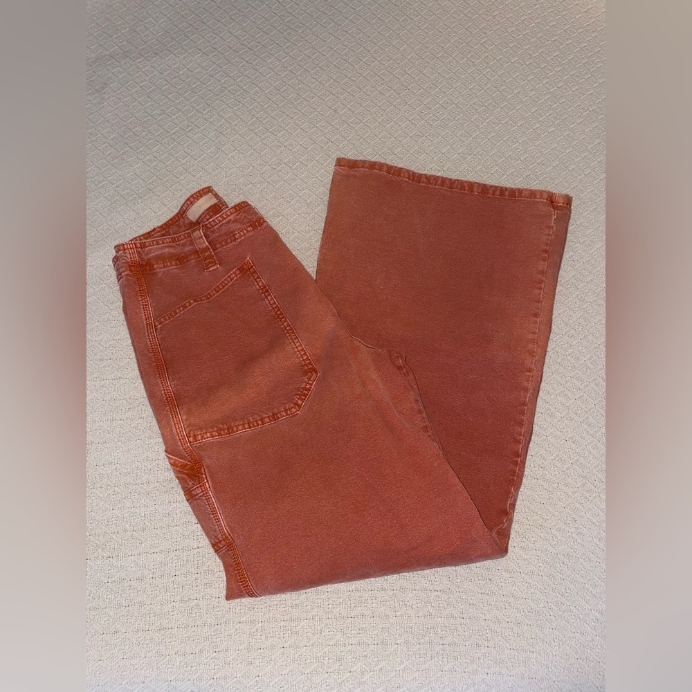 Anthropologie Pilcro Orange Rust The Carpenter Wide Leg Pants Size 30 - Picture 5 of 10